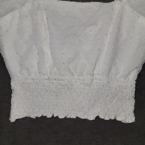 Sim & Sam Women's White Off-the-Shoulder Blouse Crop Top Size Medium - Picture 6 of 14